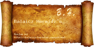 Balaicz Hermiás névjegykártya